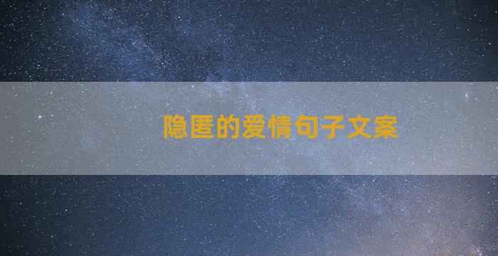 隐匿的爱情句子文案